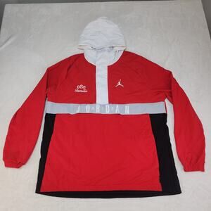 Air Jordan Anorak Mens Large Red Black White Windbreaker Embroidered OSO Familia